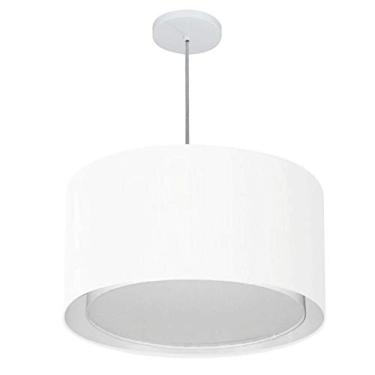 Imagem de Lustre Pendente Cilíndrico Duplo Cúpula Tecido 30/45x40 cm, Vivare Iluminação, Pendente4293 BR, Branco, Médio