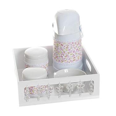 Imagem de Potinho de Mel Kit Higiene Com Porcelanas E Capa Borboleta Quarto Bebê Menina Rosa/ Tra