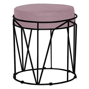Imagem de Puff Decorativo Sala de Estar Base Preto Chloe Veludo Rosê - Gran Belo