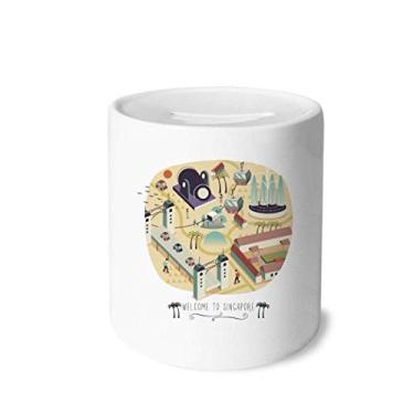 Imagem de DIYthinker Bem-vindo à caixa de dinheiro de Singapura com porta-moedas de cerâmica, presente de cofrinho