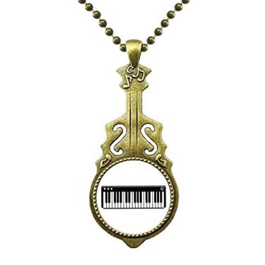 Imagem de DIYthinker Colar com sons de vitalidade de música de piano elétrico, joia antiga com pingente de música
