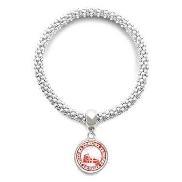Imagem de DIYthinker Pulseira Itália Roma Pit Clássica Country City Prata Pingente Redondo Joia Corrente