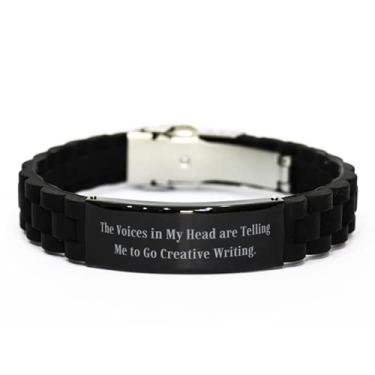 Imagem de SpreadPassion Bracelete sarcástico criativo com fecho glidelock preto, The Voices in My Head are Telling Me to, presentes divertidos para amigos