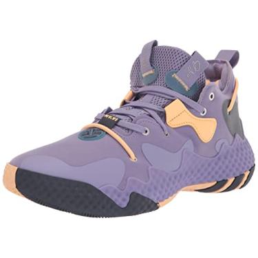 Imagem de adidas Tênis de basquete unissex adulto Harden Vol. 6, Lilás mágico/prata fosco/âmbar pulsado, 5 Women/4 Men