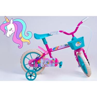 Imagem de Bicicleta Aro 12 Infantil Feminina Pink E Azul Turquesa - Personagem -