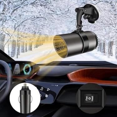Imagem de Aquecedor de carro Degelo 12V 150W Degelo portátil de para-brisa 180° Cinza prata com stent USB para carro SUV Caminhão RV Reboque Plugues em Isqueiro Aquecedor e Ventilador Cooler com termostato