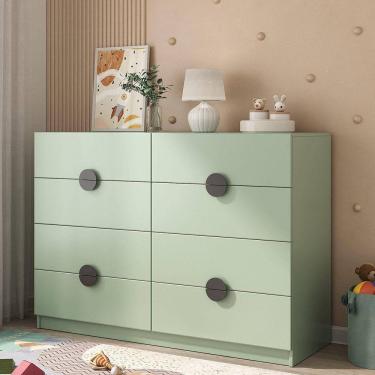 Imagem de Cômoda Infantil 8 Gavetas Joy Kids Cabecasa Madeiramadeira Verde