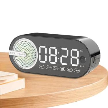 Imagem de Despertador com alto-falante - Despertador pequeno para pessoas com sono pesado com alto-falante,Máquina de som despertador sem fio vintage pequeno alto-falante para camping, viagens, ao ar