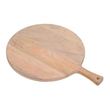 Imagem de CG Hunter Tábua de corte redonda de 40 cm x 30.5 cm, feita artesanalmente de madeira de manga, Light Brown, ideal para servir e apresentar alimentos, Cutting Boards