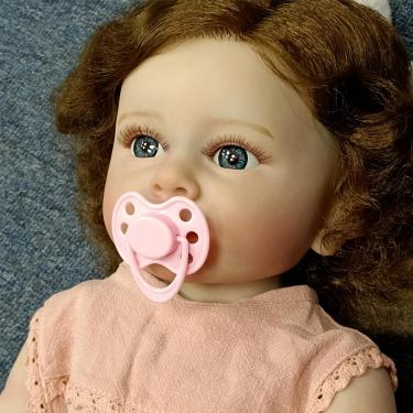 Imagem de SHENGX Bebe Reborn Realista Menina,48cm/19" Realista Bebe Reborn Realista Recem Nascido,Boneca com os olhos abertos,Com Cabelo implantado à mão,Vem Com Roupas De Boneca,Pano_menina