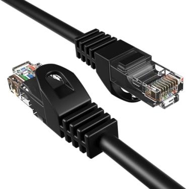 Imagem de Cabo de patch de Ethernet preto Cat5E Direct Online Cat5E Cat5 RJ45 para rede, PS4, Xbox, Modem, roteador, PC, laptop, Smart TV, Preto, 5ft