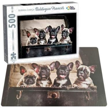 Imagem de Quebra Cabeça Buldogue Frances Cachorrinhos 500 Peças Adulto - Pais e 