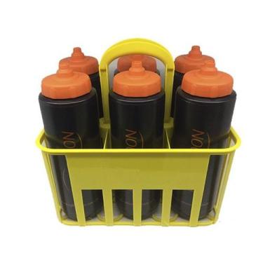 Imagem de Kit Porta Squeeze Amarela com 6 Squeeze c/ logo preto laranja Rythmoon