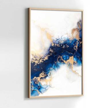 Imagem de Quadros Decorativos com com Moldura Pintura Abstrata em Tons Azul Vert