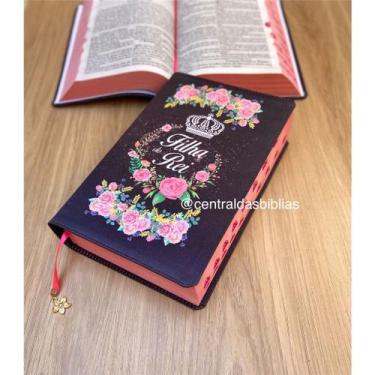 Imagem de Bíblia Filha do Rei com Pingente no fitilho - Com Harpa Letras Grandes