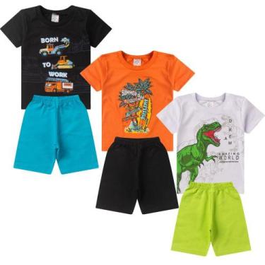 Imagem de Kit 3 Conjunto Infantil Masculino Menino Verão Barato Top - Aymee, Col