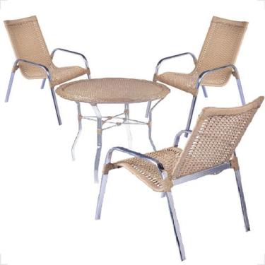 Imagem de Conjunto 3 Cadeiras e Mesa Alta Alumínio Para Área Externa Fortaleza F