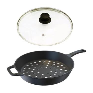 Imagem de Frigideira Assadeira Grill Furada de Ferro Fundido T/V 30cm - Libaneza