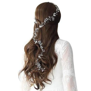 Imagem de Grinalda 50cm cabelo noiva casamento tiara debutante arranjo - GENCHIN