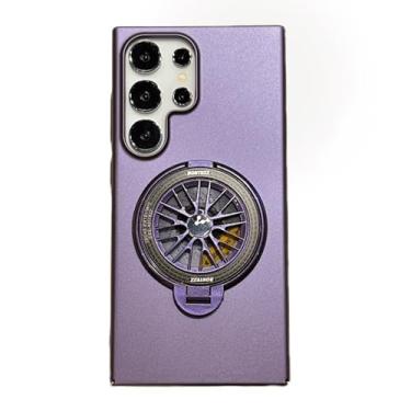 Imagem de LUVI Compatível com Galaxy S24 Ultra Magnetic Stand Case Bracket Frosted Compatível com MagSafe Galvanoplastia Kickstand Proteção Moda À Prova de Choque Capa para Mulheres Homens Meninas - Roxo