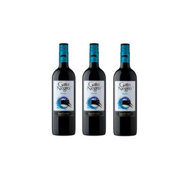 Imagem de Kit Vinho Gato Negro Merlot Tinto Meio Seco Chileno 750ml 3u