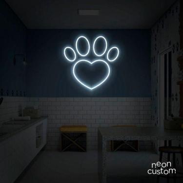 Imagem de luminaria letreiro Neon Led Amo Pets 60x60 luminoso decoração p/ selfi