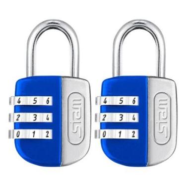 Imagem de Kit 2 Cadeados Segredo Colorido 20mm Armário Bolsa Pequeno - STAM, Azu