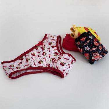 Imagem de calcinhas infantil kit 9 roupa intima menina moça 6 8 10 12 anos ataca