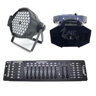 Imagem de Kit 2 par led rgbwa 3w + mesa dmx 512 + maq. fumaça 3000w - BRIVAX / O