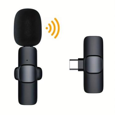 Imagem de Microfone Sem fio Lapela Para Celular Smartphone Tipo C Android IOS Vi