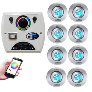 Imagem de Kit comando four fix 81w + 8 hiper led inox sodramar 9w rgb