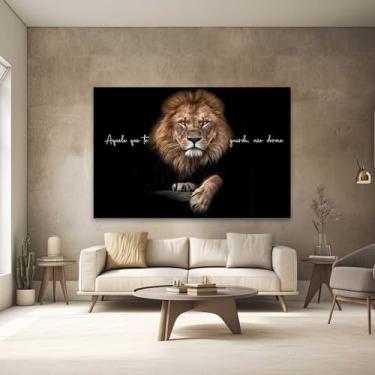 Imagem de Quadros Decorativos para Quarto Sala 40x60 Leão Aquele que te Guarda Salmos Grande Escritório Hall