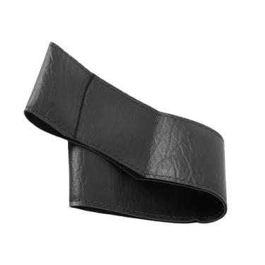 Imagem de Capa de Volante de Grão de Elefante, Couro Sintético Preto Vermelho Costura Diy, Acessório Universal de Interior de Carro para Capa de Volante Diy (Preto)