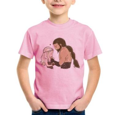 Imagem de Camiseta Infantil Khal Drogo e Daenerys Targaryen - Foca na Moda, Rosa