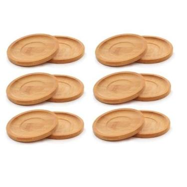 Imagem de Kit 12 Porta Copo Xícara Caneca Apoio Mesa Bambu Restaurante - Caetano