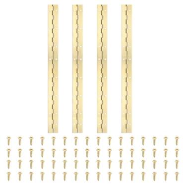 Imagem de PATIKIL Dobradiça de piano de 40,6 cm x 3,5 cm, dobradiça contínua de aço inoxidável 304 4Pld com furos para porta de portão de piano, caixa de armazenamento de madeira, barco, armário, ouro