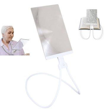 Imagem de Lupa  de Pescoço para Leitura Aumento 5x Haste Flexivel Maos Livres Apoio Mesa Vista Cansada Trabalho Tarefas Visualizaçao Ampla Multiuso Resistente