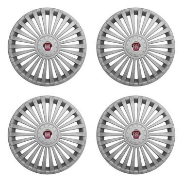 Imagem de Jogo de Calotas Aro 14 068AR-PTA + Emblema Alumínio Fiat V - Garagem O