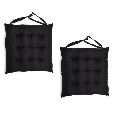 Imagem de Kit 2 Almofadas Futton Assento Para Cadeira Preto 40X40Cm