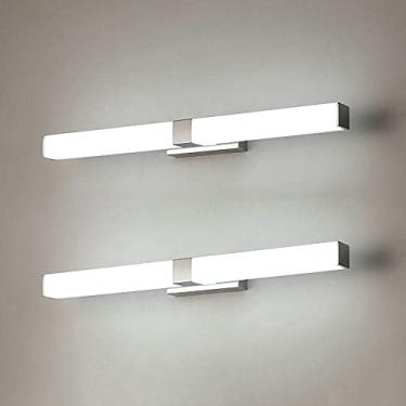 Imagem de Luminária de espelho de penteadeira LED para banheiro, iluminação de quadros com moldura cromada, luzes frontais de espelho de aço inoxidável, luminária de parede moderna para penteadeira, l