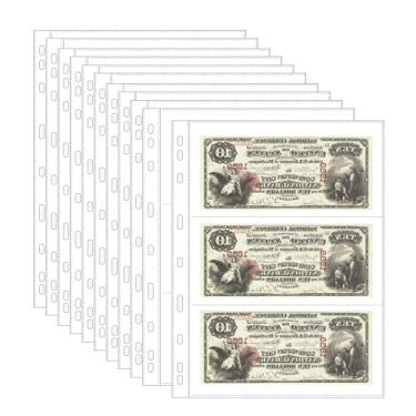 Imagem de 20 folhas de páginas de moeda para coleção de papel-moeda - 3 bolsos para moeda/porta-moedas, páginas de álbum para colecionar páginas para notas de papel-moeda, cupom IN02020