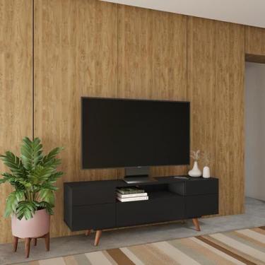 Imagem de Rack Retrô Lille Preto 162 cm - Mobly