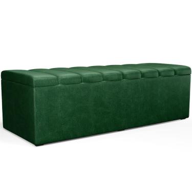 Imagem de Calçadeira Recamier Baú Para Cama De Casal King Dália 195x50 Cm W01 Couríssimo Verde Mu...