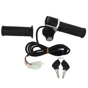 Imagem de Anteira universal de bicicleta elétrica Grip 24V Power LED Display Grip com chave para pequenos veículos elétricos Biciciclos elétricos Triciclos de plástico preto 328g 2 pacote