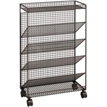 Imagem de Carrinho de livros de estante de livros, carrinho de biblioteca de rolagem de prateleira de 6 camadas com rodas trancáveis ​​Modern Stylish Bookcase Utility Book Caminhão de livros para revi