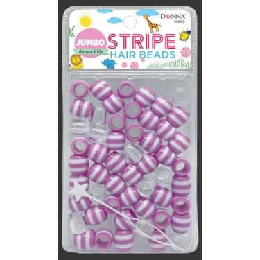 Imagem de DONNA Contas De Plástico Listradas Jumbo, Para Tranças Faça Você Mesmo Cabelo Infantil, 1 Peça Cor Lavanda