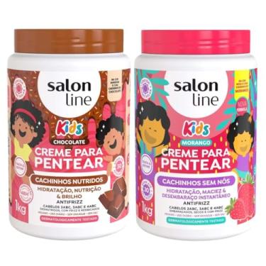 Imagem de Kit com 2 Cremes para Pentear Kids Morango e Chocolate 1Kg Salon Line