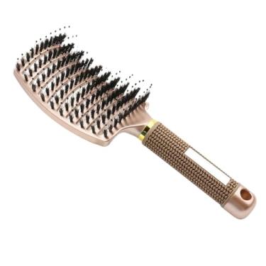 Imagem de Pente de cabeleireiro para meninas, pente de massagem para couro cabeludo, escova de cabelo desembaraçante e cacheado molhado para ferramentas de modelagem (dourado)