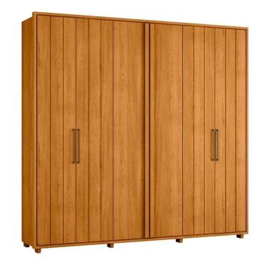 Imagem de Guarda-roupa Casal Miró Ripado Com Escada 6 Portas 4 Gavetas - 7 Decor Cinamomo