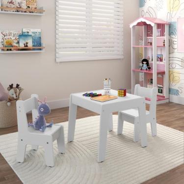 Imagem de Conjunto De Mesa Infantil Com 2 Cadeiras Mdf Helena Branco Brilho